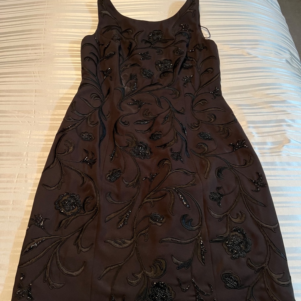 Carmen Marc Valvo Beaded Black Cocktail Dress with Matching Bolero Size 12